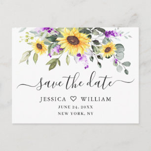 Elegant Eukalyptus Lavendel Bröllop Save the Date Vykort