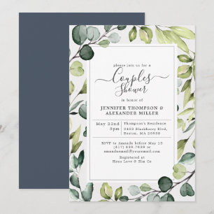 Elegant eukalyptus med Greenery Par Shower Inbjudningar