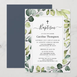 Elegant eukalyptus med storskalig baptism inbjudningar