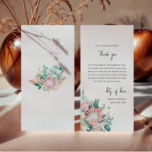 Elegant Eukalyptus Pampasgräs Protea Bröllop Tack Kort