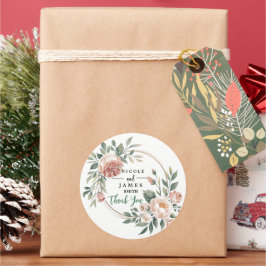 Elegant Eukalyptus Persika Blommig Runt Klistermärke