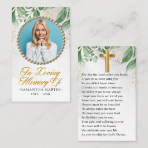 Elegant Eukalyptus Photo Funeral Prayer Card Visitkort