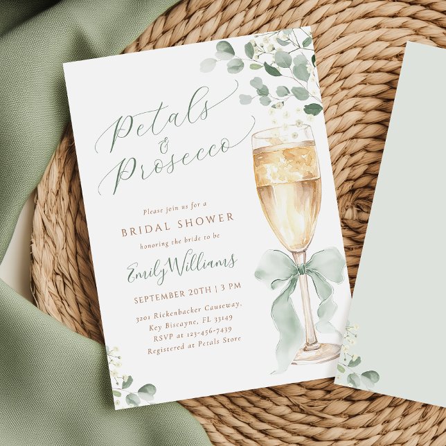 Elegant Eukalyptus Prosecco Bröllopsdusch Inbjudningar (Skapare uppladdad)