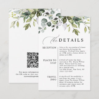 Elegant Eukalyptus QR-kod Botanisk Bröllop Tilläggskort