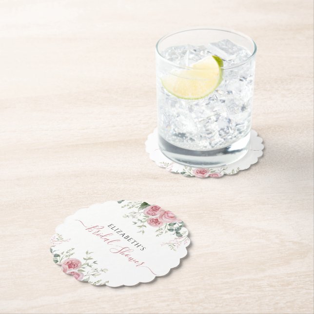 Elegant Eukalyptus & Rosa Rosor Inbjudan Underlägg Papper (Insitu)