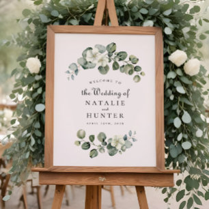 Elegant Eukalyptusblad Båge Grönska Bröllopsskylt Poster