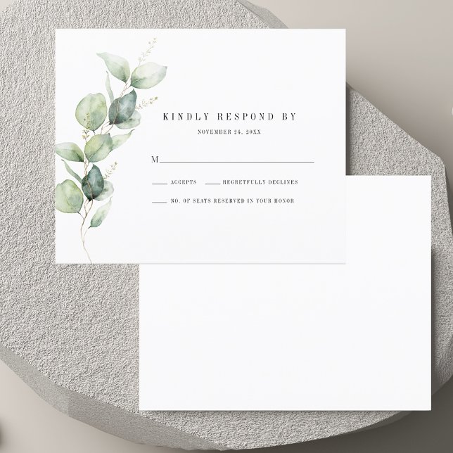 Elegant Eukalyptusblad Bröllop RSVP-kort (Watercolor Eucalyptus Foliage Wedding RSVP Card)