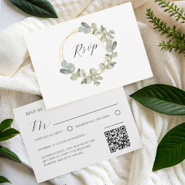 Elegant Eukalyptuskrans Bröllops RSVP OSA Kort