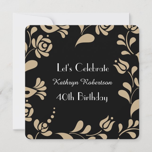 Elegant European Folk Art Birthday Inbjudningar (Framsida)