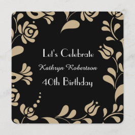 Elegant European Folk Art Birthday Inbjudningar
