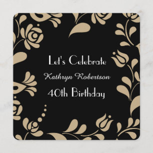 Elegant European Folk Art Birthday Inbjudningar