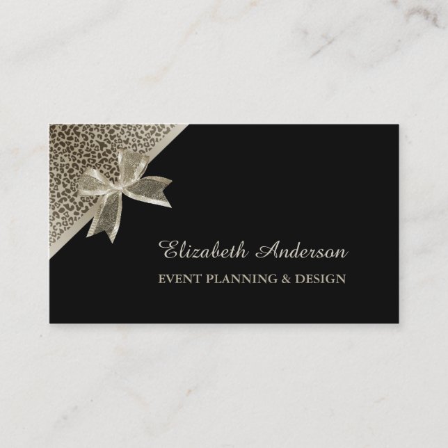 Elegant evenemangsplanerare Platinum Leopard Chic  Visitkort (Framsida)