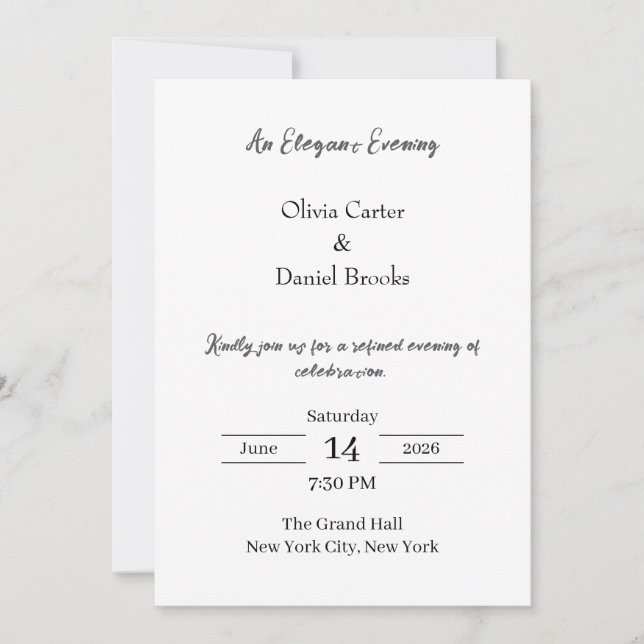Elegant Evening Classic Wedding Invitation Inbjudningar (Framsida)