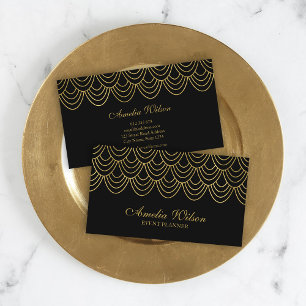 Elegant Event Black Faux Guld Geometric Mönster Visitkort
