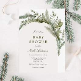 Elegant Evergreen Arch Baby Shower Inbjudningar
