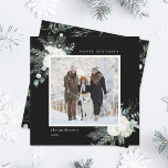Elegant Evergreen & Cotton Flowers Photo Black Julkort<br><div class="desc">Denna jul | Kortet har handmålad vintergrej,  bomullsblommor med gyllene och vattenfärgade struktur med svart bakgrund. | 2003-2013 | 2003-20030100000000000000000000000000000000000000000000000000000000000000000000000000Helgdag0000000000000000000</div>