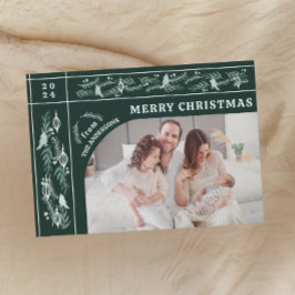 Elegant Evergreen Garland Modern Photo jul Julkort