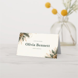 Elegant Evergreen Gold Christmas Place Card Placeringskort