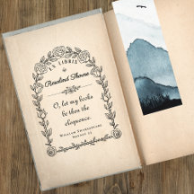 Elegant Ex Libris Bibliotek citat botaniskt