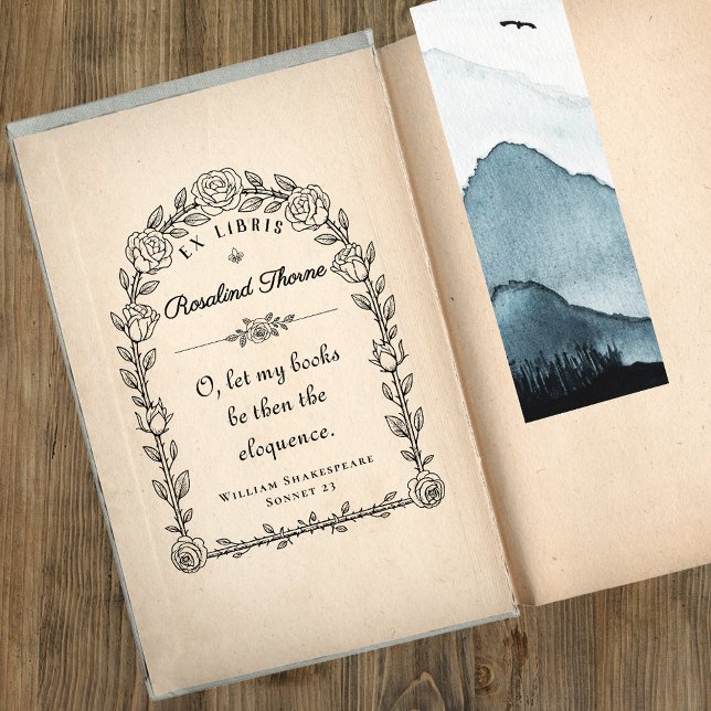 Elegant Ex Libris Bibliotek citat botaniskt Stämpel (Skapare uppladdad)