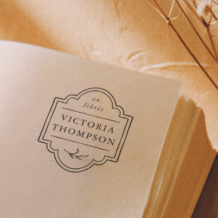 Elegant ex libris-bokmärke med delikat ram självfärgande stämpel