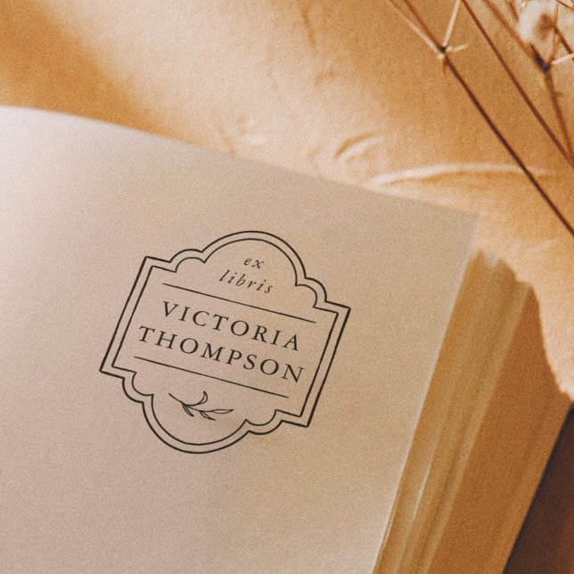 Elegant ex Libris-bokmärke med delikat ram Självfärgande Stämpel (Rubber Stamp Mock-up)