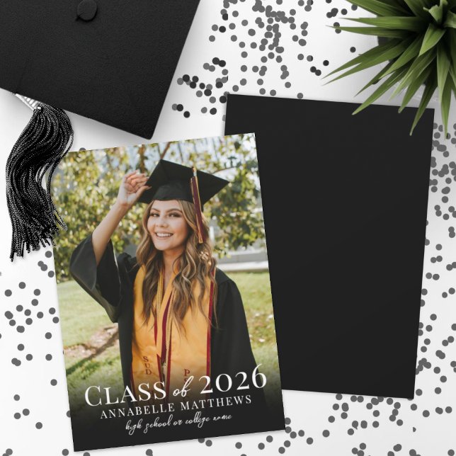 Elegant examen enkla fotot examen meddelande (Elegant Graduate Simple Photo Graduation Announcement)