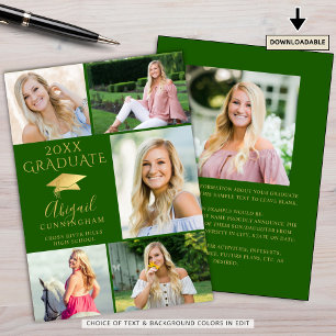 Elegant examen grön guld 6 bild collage meddelande