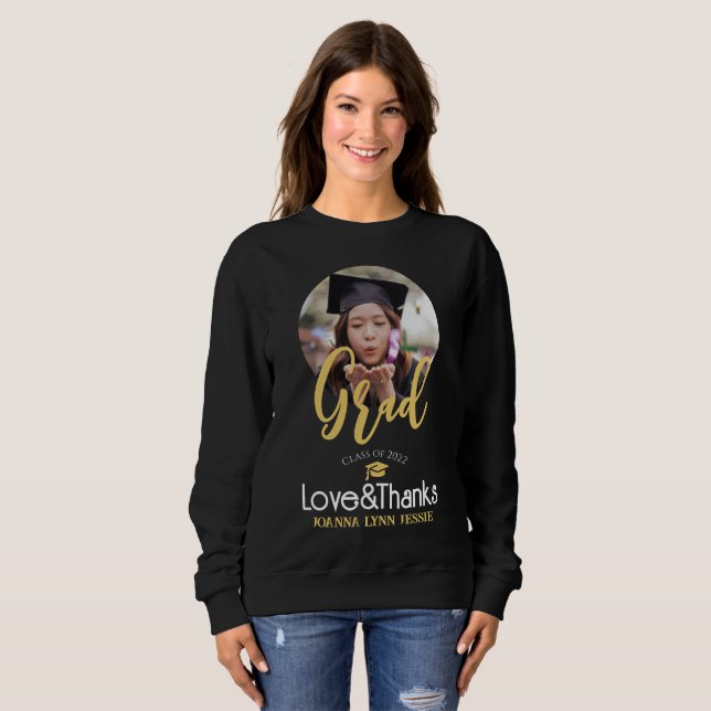 Elegant examens- guldmössa tack skript foto t shirt (Hel framsida)