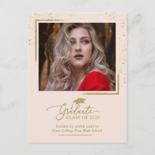 Elegant examensannonsering festlig guldglitter vykort
