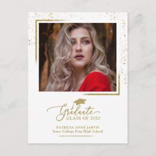Elegant examensannonsering festlig guldglitter vykort