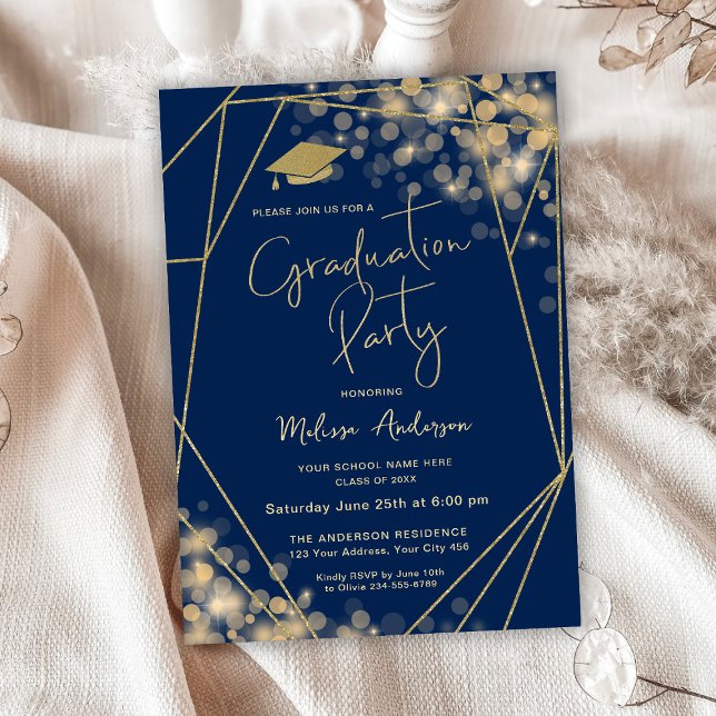 Elegant examensfest Navy Blue Inbjudningar (Skapare uppladdad)
