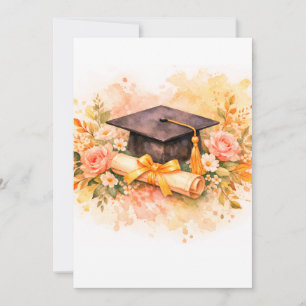 Elegant examensmössa med blomsterdesign inbjudningar