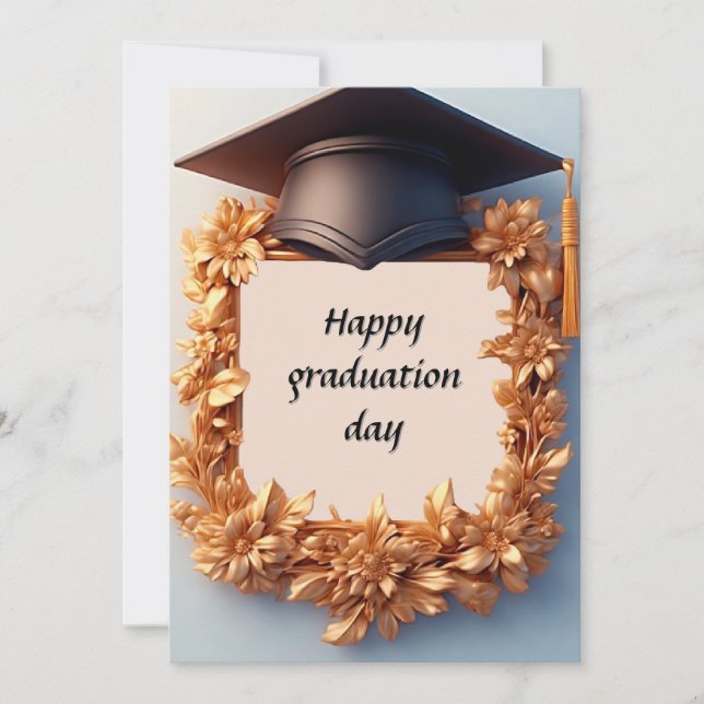 Elegant examensrams med mortarboard inbjudningar (Framsida)