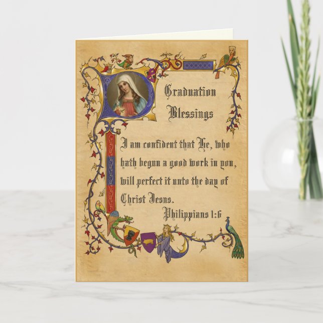 Elegant Examensreligiös Kalligrafi Kort (Framsida)