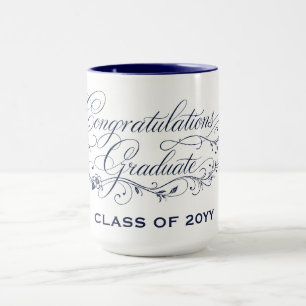 Elegant examensskriptdesign med anpassat år mugg