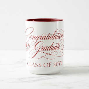 Elegant examensskriptdesign med anpassat år mugg