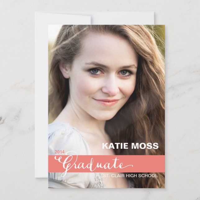 ELEGANT Examenstillkännagivande  |  Korall Inbjudningar (Framsida)