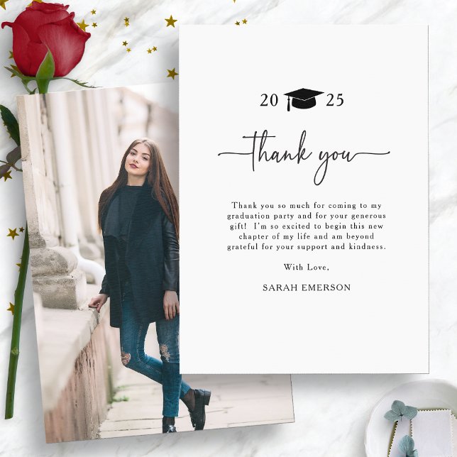 Elegant examenstudent tack kort (Elegant Graduate Photo Thank You Card by Painted Paperie
)