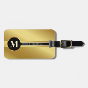 Elegant Executive Stil - Guld Metall monogram Namn Bagagebricka