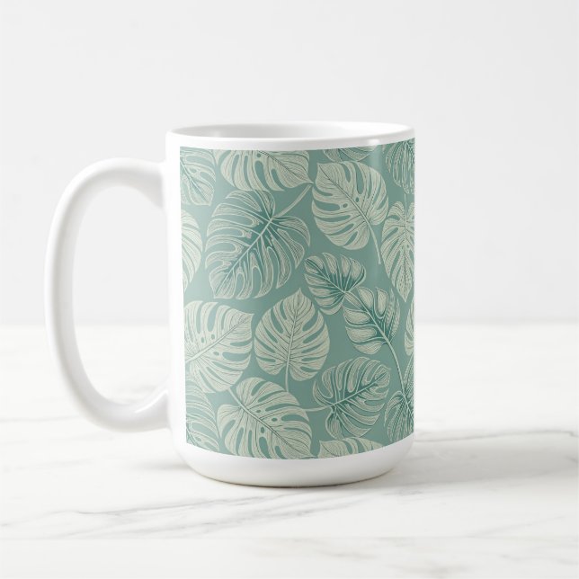 Elegant Exotic Painted Monsteras Kaffemugg (Vänster)