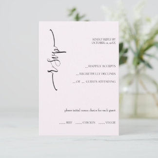 Elegant Exotic Soft Rosa Calligraphy OSA Kort