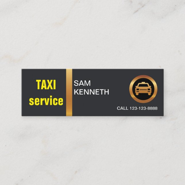 Elegant Exquisite Black Guld Rand Taxi Mini Visitkort (Framsida)