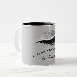 Elegant Eyelash Silver Glitter Business Salon Två-Tonad Mugg