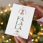 Elegant Fa La Julfoto Personlig<br><div class="desc">Elegant Fa La juls fotopatfamilj Namn Modern julkort med Personligen "Önskemål Fa La La" i elegant med modern manusattypografi. Lägg till ditt favoritfoto på andra sidan. Perfekt till jul att skicka till vänner och familj. PHOTO TIP: centrera dina foton innan du laddar upp dem till Zazzle. Designad av ©2024 Evco...</div>