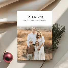 Elegant Fa La La Joyful Christmas Family Photo Julkort