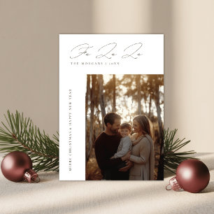 Elegant Fa La La Jul Rustik Familjefoto Julkort