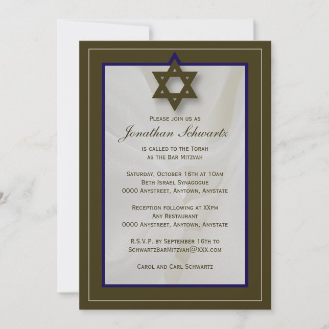 Elegant Fabric Pub Mitzvah Inbjudan i Brown (Framsida)