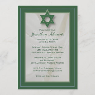 Elegant Fabric Pub Mitzvah Inbjudan i Grönt