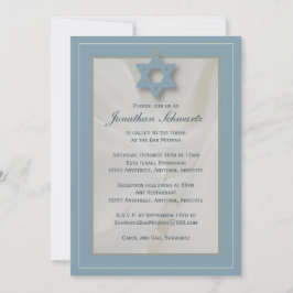 Elegant Fabric Pub Mitzvah Inbjudan Light Blue